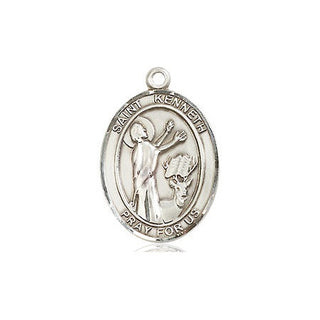 Sterling Silver Saint Kenneth Medal Religious Jewelry Engraved Catholic Saint Jewelry