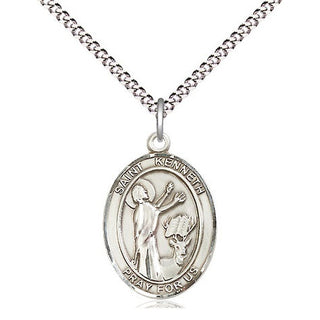 Sterling Silver Saint Kenneth Medal Religious Jewelry Engraved Catholic Saint Jewelry