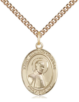 14kt Gold Saint Edmund Campion Medal Engraved Catholic Saint Jewelry