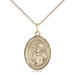 14kt Gold Filled Saint Rene Goupil Medal Religious Jewelry Engraved Catholic Saint Jewelry