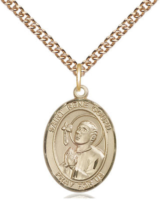 14kt Gold Filled Saint Rene Goupil Medal Religious Jewelry Engraved Catholic Saint Jewelry