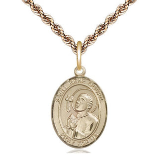 14kt Gold Filled Saint Rene Goupil Medal Religious Jewelry Engraved Catholic Saint Jewelry