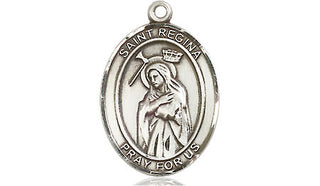 Pewter Saint Regina Medal Engraved Catholic Saint Jewelry