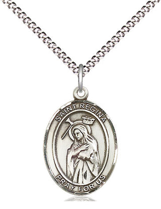 Pewter Saint Regina Medal Religious Jewelry Engraved Catholic Saint Jewelry