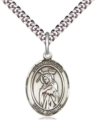 Pewter Saint Regina Medal Religious Jewelry Engraved Catholic Saint Jewelry