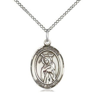 Sterling Silver Saint Regina Medal Religious Jewelry Engraved Catholic Saint Jewelry