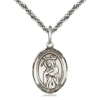 Sterling Silver Saint Regina Medal Religious Jewelry Engraved Catholic Saint Jewelry