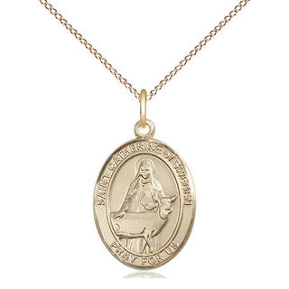 14kt Gold Filled Saint Catherine of Sweden Medal Religious Jewelry Engraved Catholic Saint Jewelry