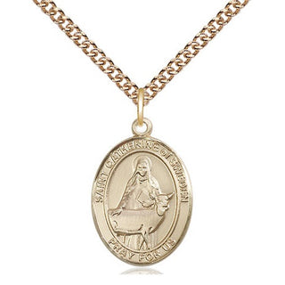 14kt Gold Filled Saint Catherine of Sweden Medal Religious Jewelry Engraved Catholic Saint Jewelry