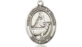 Pewter Saint Catherine of Sweden Medal Engraved Catholic Saint Jewelry