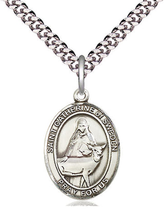 Pewter Saint Catherine of Sweden Medal Religious Jewelry Engraved Catholic Saint Jewelry