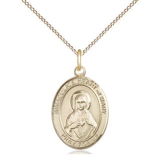 14kt Gold Immaculate Heart of Mary Medal Engraved Catholic Saint Jewelry