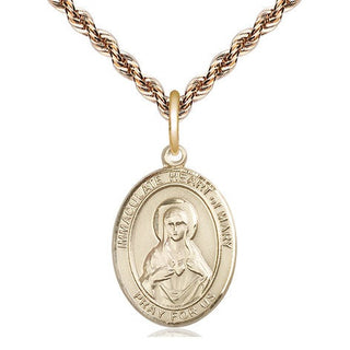 14kt Gold Immaculate Heart of Mary Medal Engraved Catholic Saint Jewelry