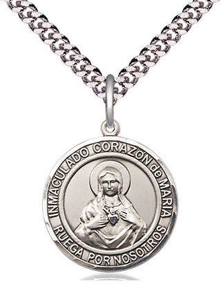 Pewter Corazon Inmaculado de Maria Medal Religious Jewelry Engraved Catholic Saint Jewelry