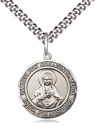 Pewter Corazon Inmaculado de Maria Medal Religious Jewelry Engraved Catholic Saint Jewelry