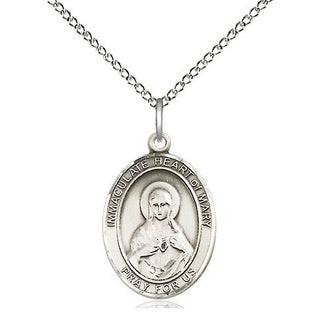 Sterling Silver Immaculate Heart of Mary Medal Religious Jewelry Engraved Catholic Saint Jewelry