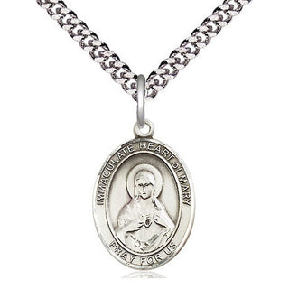Sterling Silver Immaculate Heart of Mary Medal Religious Jewelry Engraved Catholic Saint Jewelry
