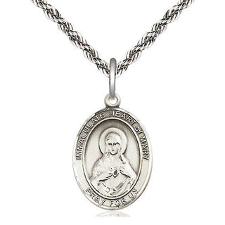 Sterling Silver Immaculate Heart of Mary Medal Religious Jewelry Engraved Catholic Saint Jewelry