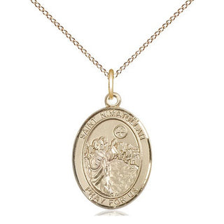 14kt Gold Saint Nimatullah Medal Engraved Catholic Saint Jewelry