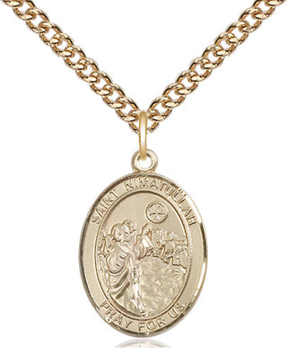 14kt Gold Saint Nimatullah Medal Engraved Catholic Saint Jewelry