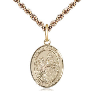 14kt Gold Saint Nimatullah Medal Engraved Catholic Saint Jewelry