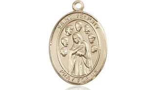 14kt Gold Saint Felicity Medal Engraved Catholic Saint Jewelry