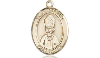 14kt Gold Filled Saint Anselm of Canterbury Medal Engraved Catholic Saint Jewelry