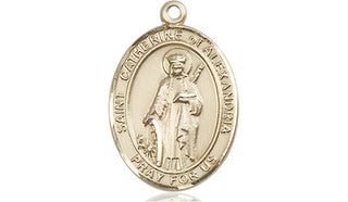14kt Gold Filled Saint Catherine of Alexandria Medal Engraved Catholic Saint Jewelry