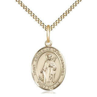 14kt Gold Filled Saint Catherine of Alexandria Medal Religious Jewelry Engraved Catholic Saint Jewelry