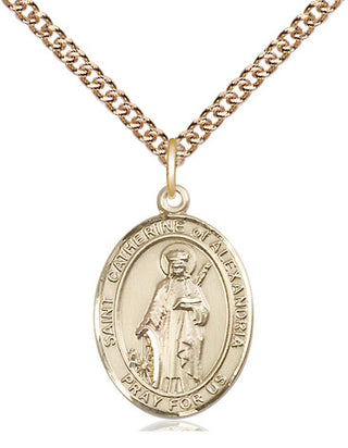 14kt Gold Filled Saint Catherine of Alexandria Medal Religious Jewelry Engraved Catholic Saint Jewelry