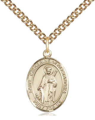 14kt Gold Filled Saint Catherine of Alexandria Medal Religious Jewelry Engraved Catholic Saint Jewelry