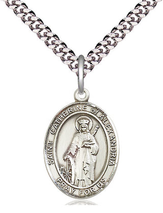 Pewter Saint Catherine of Alexandria Medal Religious Jewelry Engraved Catholic Saint Jewelry