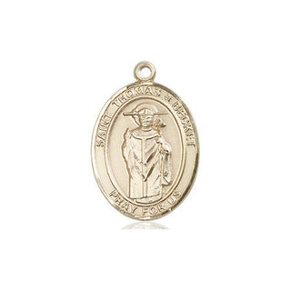 14kt Gold Saint Thomas A Becket Medal Engraved Catholic Saint Jewelry