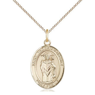 14kt Gold Saint Thomas A Becket Medal Engraved Catholic Saint Jewelry