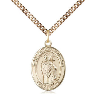 14kt Gold Saint Thomas A Becket Medal Engraved Catholic Saint Jewelry