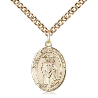 14kt Gold Saint Thomas A Becket Medal Engraved Catholic Saint Jewelry