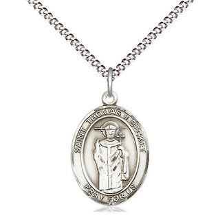 Sterling Silver Saint Thomas A Becket Medal Religious Jewelry Engraved Catholic Saint Jewelry