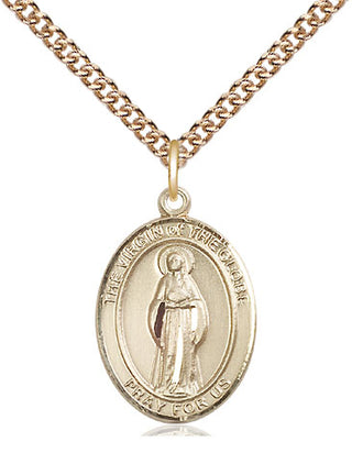 14kt Gold Virgin of the Globe Medal Engraved Catholic Saint Jewelry