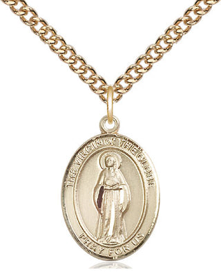 14kt Gold Virgin of the Globe Medal Engraved Catholic Saint Jewelry