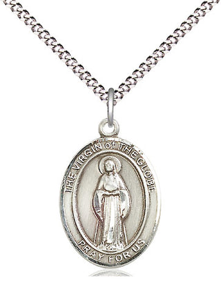 Pewter Virgin of the Globe Medal Religious Jewelry Engraved Catholic Saint Jewelry