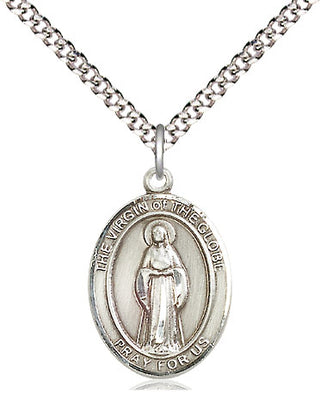 Pewter Virgin of the Globe Medal Religious Jewelry Engraved Catholic Saint Jewelry