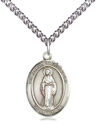 Sterling Silver Virgin of the Globe Medal Religious Jewelry Engraved Catholic Saint Jewelry