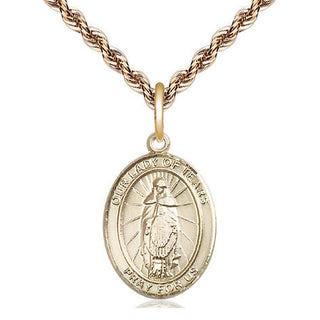 14kt Gold Our Lady of Tears Medal Engraved Catholic Saint Jewelry