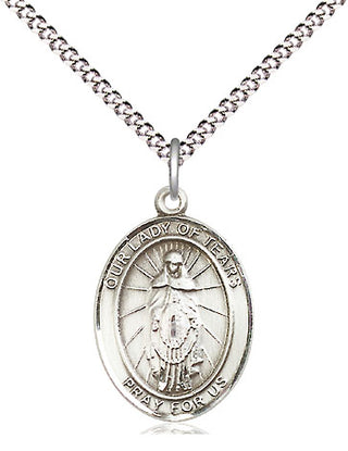 Pewter Our Lady of Tears Medal Religious Jewelry Engraved Catholic Saint Jewelry