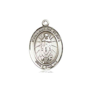 Sterling Silver Our Lady of Tears Medal Religious Jewelry Engraved Catholic Saint Jewelry