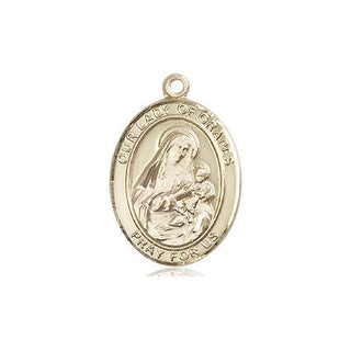 14kt Gold Our Lady of Grapes Medal Engraved Catholic Saint Jewelry