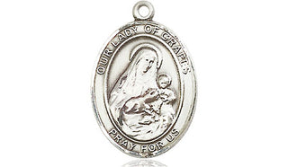 Sterling Silver Our Lady of Grapes Medal Engraved Catholic Saint Jewelry