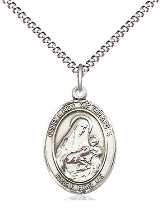 Sterling Silver Our Lady of Grapes Medal Religious Jewelry Engraved Catholic Saint Jewelry