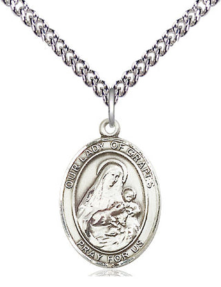 Sterling Silver Our Lady of Grapes Medal Religious Jewelry Engraved Catholic Saint Jewelry