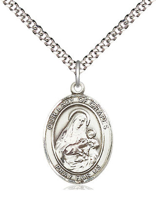 Sterling Silver Our Lady of Grapes Medal Religious Jewelry Engraved Catholic Saint Jewelry